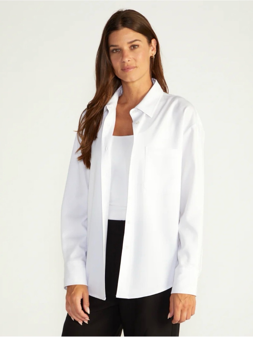 BYLT Basics White Women's Relaxed Button-Down Shirt